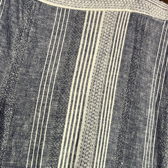 J Jill XL Linen blend Striped Wide Leg Crop Pants with side button detail - Picture 3 of 8